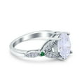 thumbnail image 2 of Simulated Cubic Zirconia Size-5 Oval Green Emerald Art Deco Wedding Engagement Bridal Ring Accent Vintage 925 Sterling Silver, 2 of 7