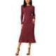 thumbnail image 1 of VESTIDO DE SUÉTER DE MANGA LARGA PARA MUJER INSPIRE CHIC, CUELLO REDONDO, TEJIDO DE CANALÉ, PLISADO EN A, VESTIDOS MIDI M VINO ROJO, 1 of 6