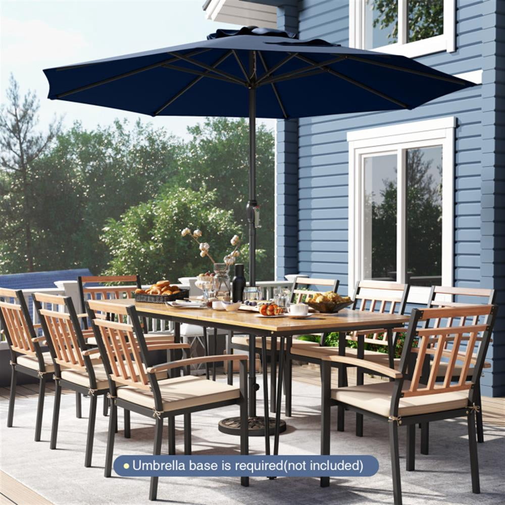 Topcobe Outdoor Heavy Duty Market Umbrella with Crank Handle and 8 Sturdy Ribs, Outdoor Patio Table Umbrella for Garden Backyard Pool Deck-Navy