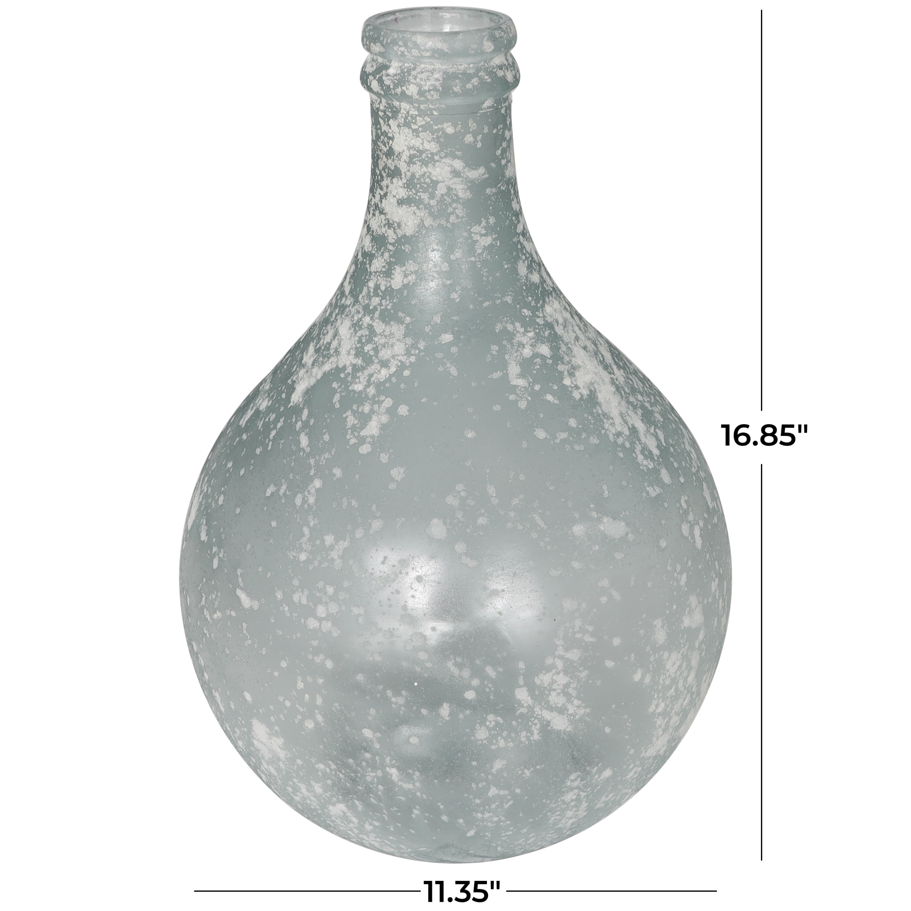 DecMode 17" Handmade Frosted Spanish Bottle Recycled Glass Vase