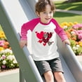 thumbnail image 4 of Girls Long Sleeve Heart Print Shirt - Soft Stretchy Raglan Top Pink & White for Kids 4-14 Years, Valentine's Day Casual Wear,Size 10 T, 4 of 9