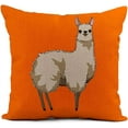 thumbnail image 3 of Rurpali Set of 4 Linen Throw Pillow Cover 18x18 Inch Orange Cute Cartoon Llama Home Decor Pillowcase Square Cushion Cover for Sofa Bed Couch, 3 of 5