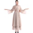 thumbnail image 4 of Abayas Robe Musulmane pour Femmes à Manches Longues Abaya Islamique Aïd Dubaï Caftan Robes Moyen-Orient Robe de Prière Robe en Mousseline, 4 of 7