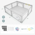 thumbnail image 3 of Gymax Extra Large Baby Playpen Safety Baby Play Yard w/ 50 Ocean Balls & 4 Handles Light Grey, 3 of 9