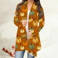 thumbnail image 2 of Odeerbi Halloween Pumpkin Cardigan for Women Vintage Fall Open Front Cardigan 2024 Long Sleeve Printed Jacket Purple, 2 of 5