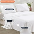 thumbnail image 3 of CCNY 600 TC Egyptian Cotton Bed Sheets, Luxurious Soft for Hotel Quality 4Pc Sheet Set - 1 Fitted Sheet, 1 Flat Sheet & 2 Pillowcases 15 Inch Deep Pocket (RV King-White Solid), 3 of 8