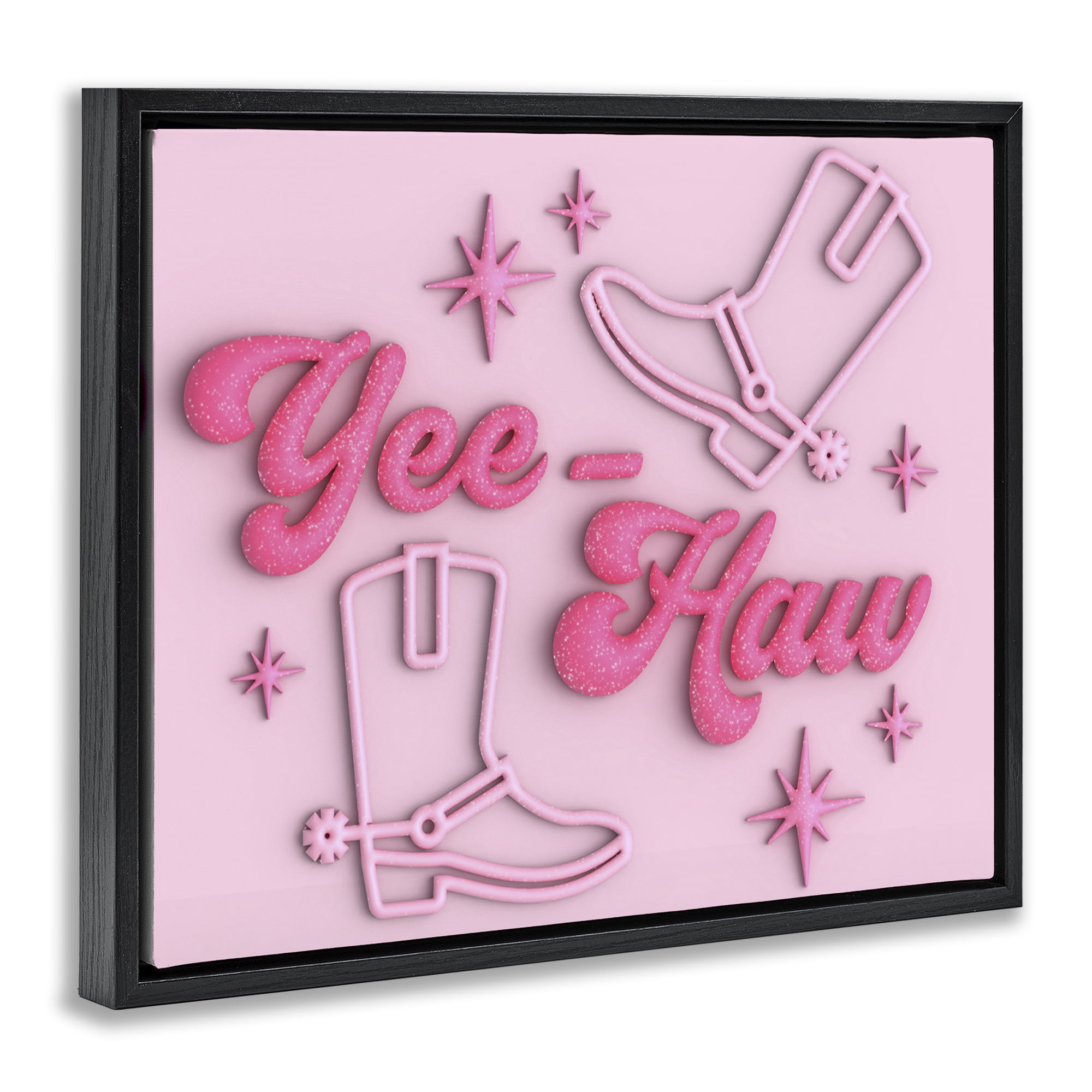 Stupell Industries Retro Yee Haw Entertainment Painting Black Floater Framed Canvas Art Print Wall Art, 21 x 17