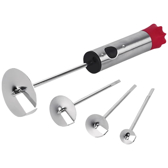 Fruit Corer Tool Set, Including 4 Sizes Veggie Corer Drill Blades with Ergonomic Silicone Handle, Stainless Steel Vegetable Corer for Apple, Tomato, Zucchini