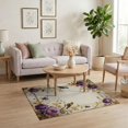 thumbnail image 3 of ODIKA 4'x6' Washable Area Rug Floral Vintage Rustic Bloom Cluster With Songbird And Scroll Motifs for Home Office, Under Desk, Non-Slip Chair-Friendly, Flatwoven, 3 of 7
