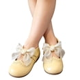 thumbnail image 4 of Gpaecead Girls Mesh Bow Mary Jane Shoes Soft Sole Non Slip Faux Leather Princess Dress Shoes For Toddler, Yellow, 4 of 8