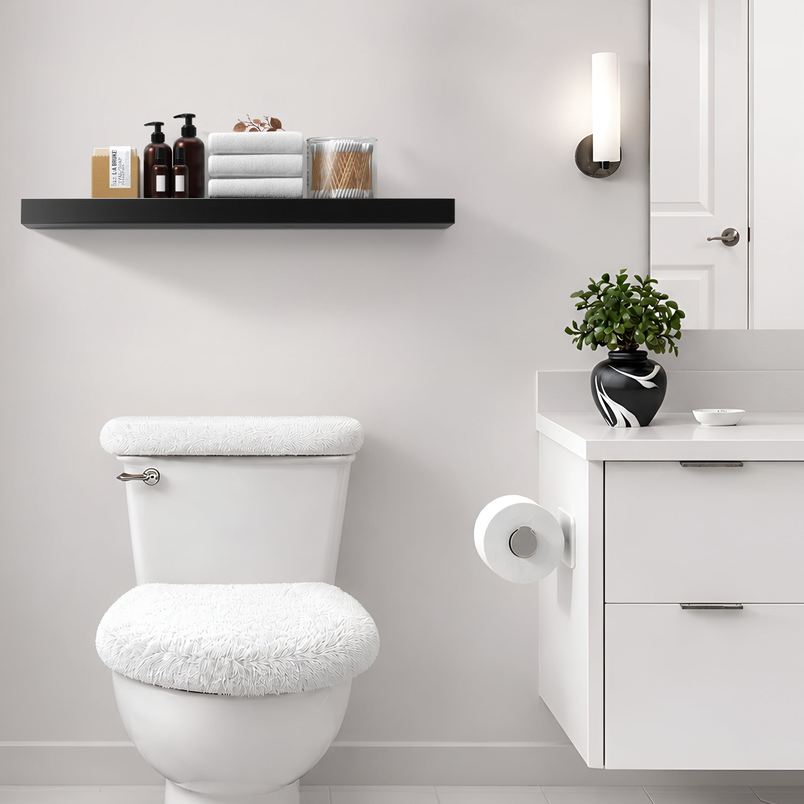 Sorbus 35" Floating Wall Shelf, Black, Invisible Brackets, Bathroom, Bedroom & Home Décor