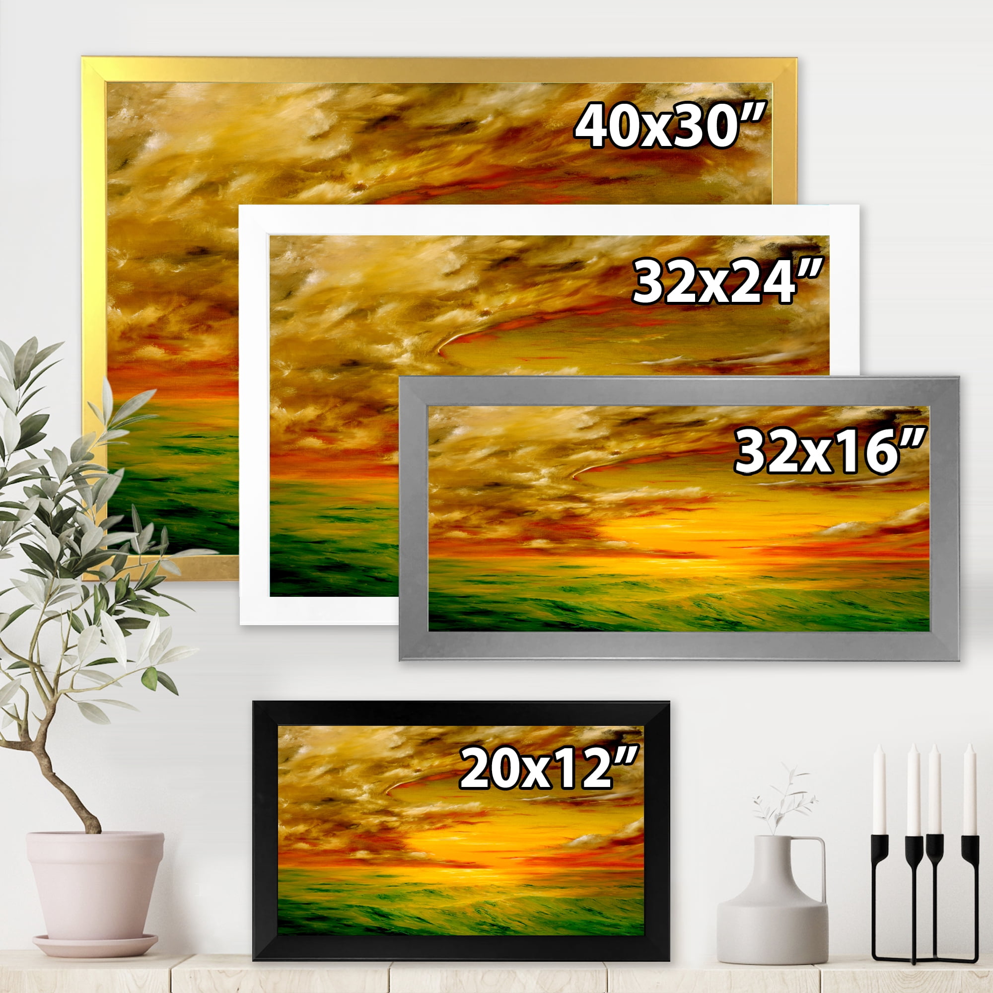 Designart 'Colorful and Bright Sunset At Santa Rosa California' Farmhouse Framed Art Print