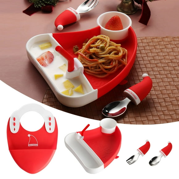 Boreal Craft Plate Mats Clear 1 Set Suction Plate Christmas Serving Dishes Feeding Supplies Christmas Fruit Plate Holiday Serving Tray Christmas Bowl Christmas Dinner Plate Stainless Steel