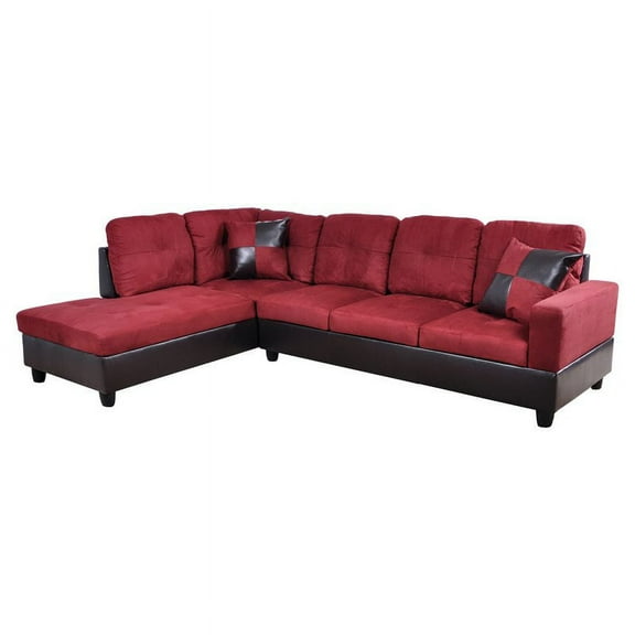 Star Home Living Corp Timmy Microfiber Fabric Left Facing Sectional in Red
