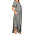 thumbnail image 4 of Sakkas Lilia Embroidered Lace Up Bodice Relaxed Fit Maxi Sun Dress - A-Grey - One Size Regular, 4 of 5