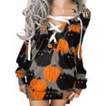 thumbnail image 2 of FOCUSNORM Robe Imprimée Halloween pour Femmes Juniors, Mode une-Pièce à Col Rond et Manches Longues, 2 of 6