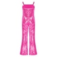 thumbnail image 2 of Haitryli Girls Shiny Sequins Bell Bottoms Dance Jumpsuit Carnival Party Movie Character Roleplay Fancy Dress Hot Pink 14, 2 of 5
