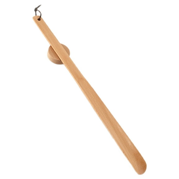 WHAMVOX Wooden Shoe Horn with Smooth Edges for Easy Shoe Wearing Khaki Color Ergonomic Design for Seniors 7.5 inches