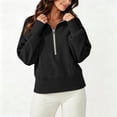 thumbnail image 4 of Edvintorg Women Sweatshirt Plus Size Cropped Sweatshirts Turndown Collar Half Zip Sweat Shirts Womens Clothes Black, 4 of 9