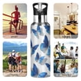 thumbnail image 5 of 1000ML Transparent Sports Water Bottle with Handle & Straw Portable Water Bottle for Outdoor Camping Gym Blue and White Butterfly, 5 of 7