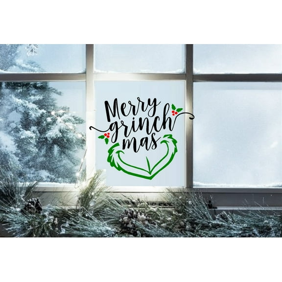 Merry Grinchmas ~ Chirstmas Décor ~ Wall or Window Decal 13" x 13"