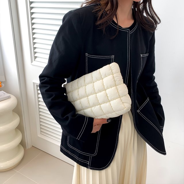 Bolsa de cosméticos acolchada con cremallera, bolsa de maquillaje de viaje, color sólido para mujeres y niñas