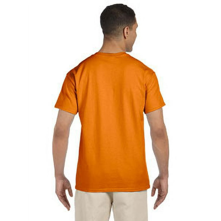 The Gildan Adult Ultra Cotton 6 oz Pocket T Shirt SAFETY ORANGE