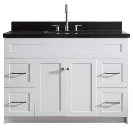 Absolute Black Granite Countertops - ARIEL HAMLET 49 IN. SINGLE SINK VANITY WITH ABSOLUTE BLACK GRANITE COUNTERTOP IN WHITE