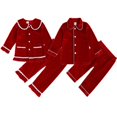 thumbnail image 2 of Pijamas navideños para niños y niñas, ropa de dormir de manga larga de terciopelo rojo, traje de Pjs Top + pantalón, 2 of 4