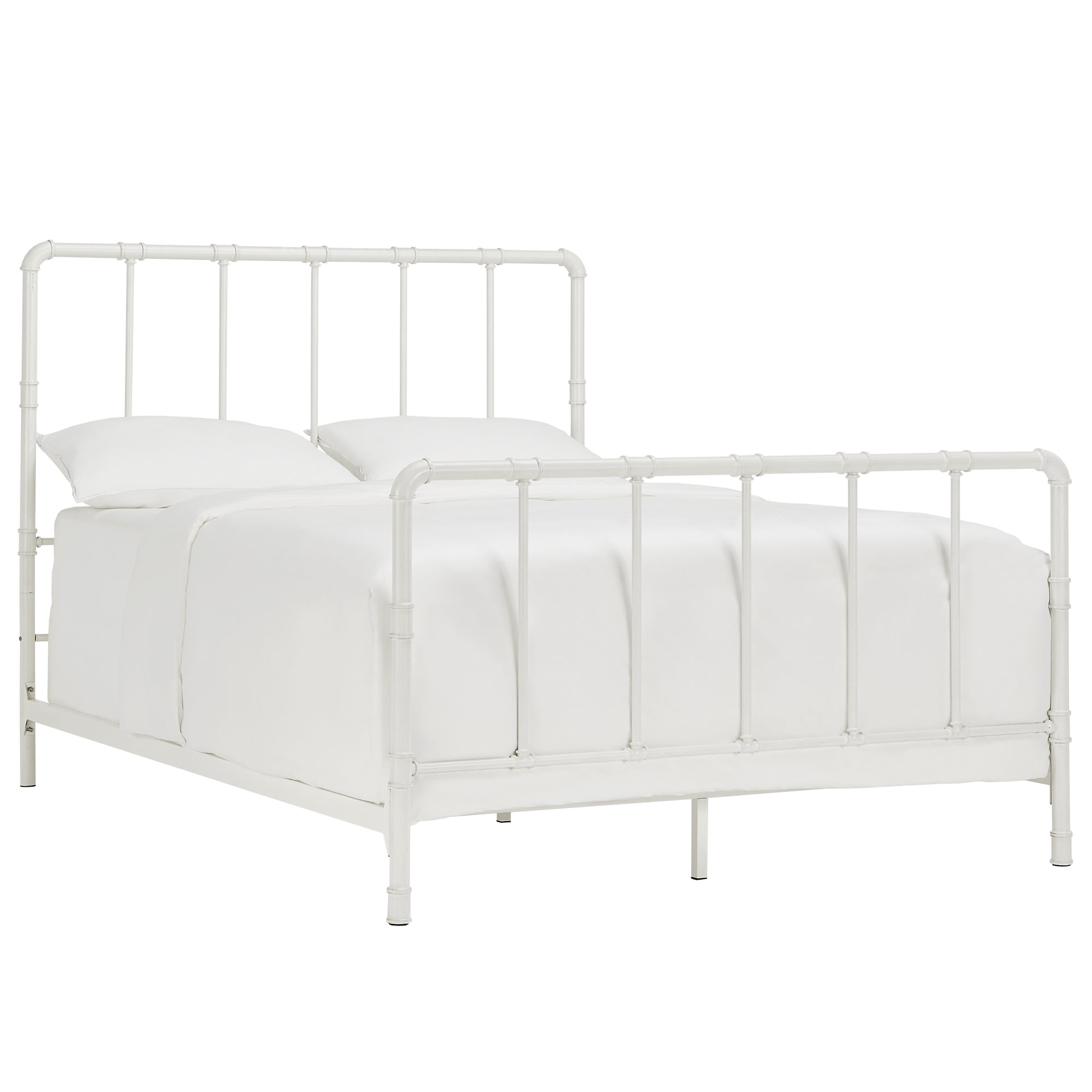 Weston Home Industrial Style Pipe Metal Full Bed, Antique White