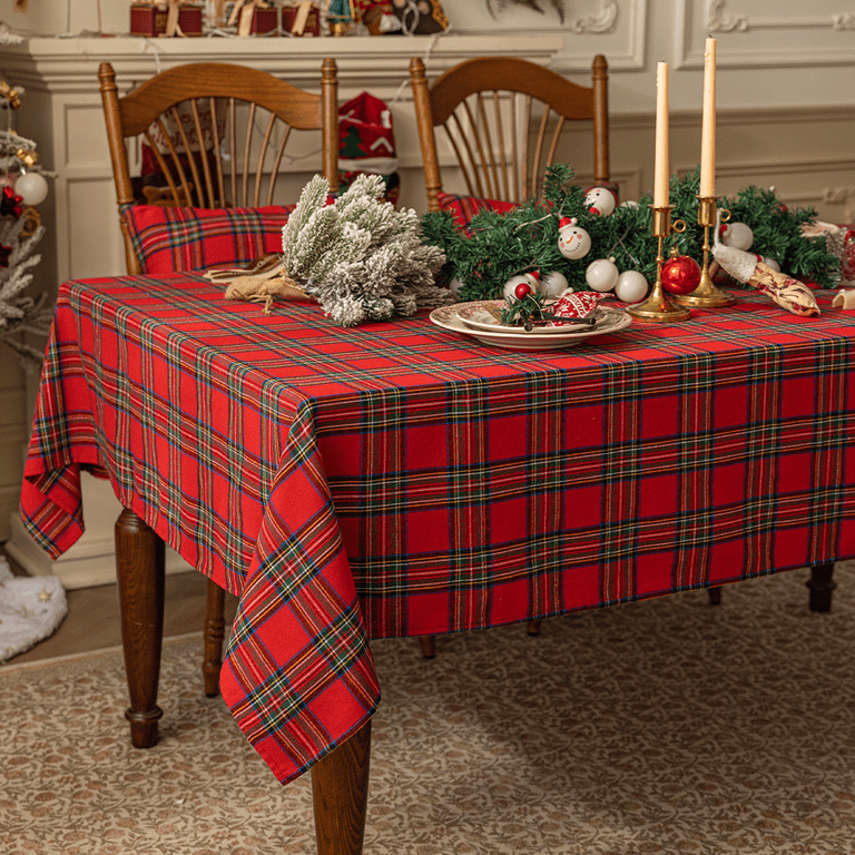 Softalker Decorative Christmas Tablecloth Wrinkle Holiday Table Cloth for Rectangle Tables Polyester Fabric Red Table Cover 54 x 120 Inch Tablecloths Red Plaid Walmart