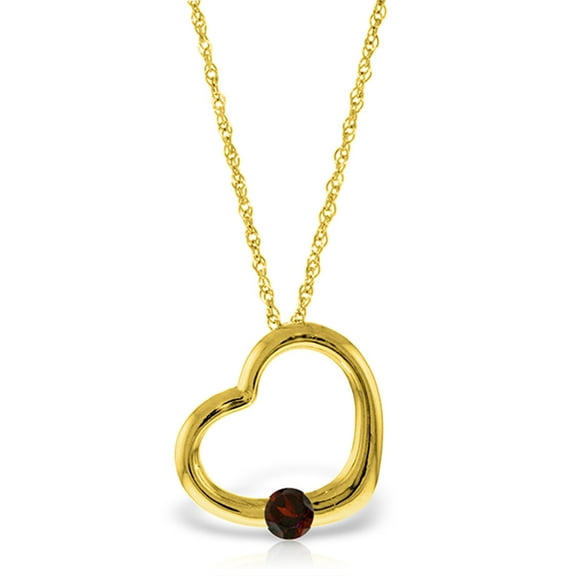 Galaxy Gold 14k 16" Yellow Gold Open Heart with Genuine Garnet Pendant Necklace