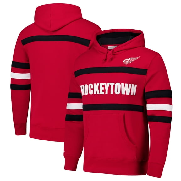 Men's Mitchell & Ness Red Detroit Red Wings Head Coach Slogan Pullover Hoodie