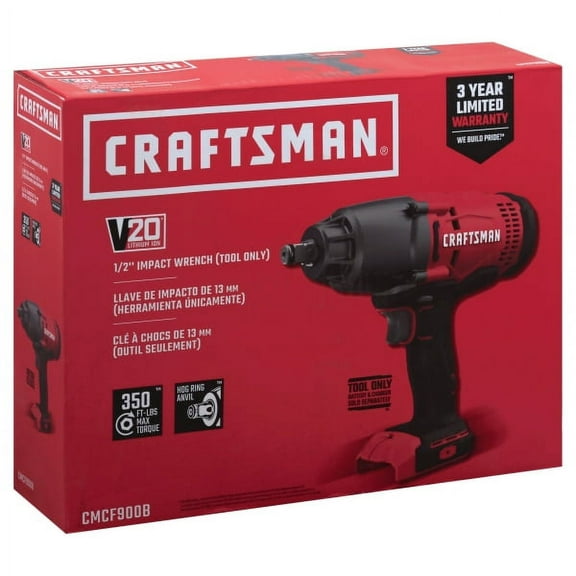 CRAFTSMAN V20 Cordless Impact Wrench, 1/2 inch, Bare Tool Only (CMCF900B)