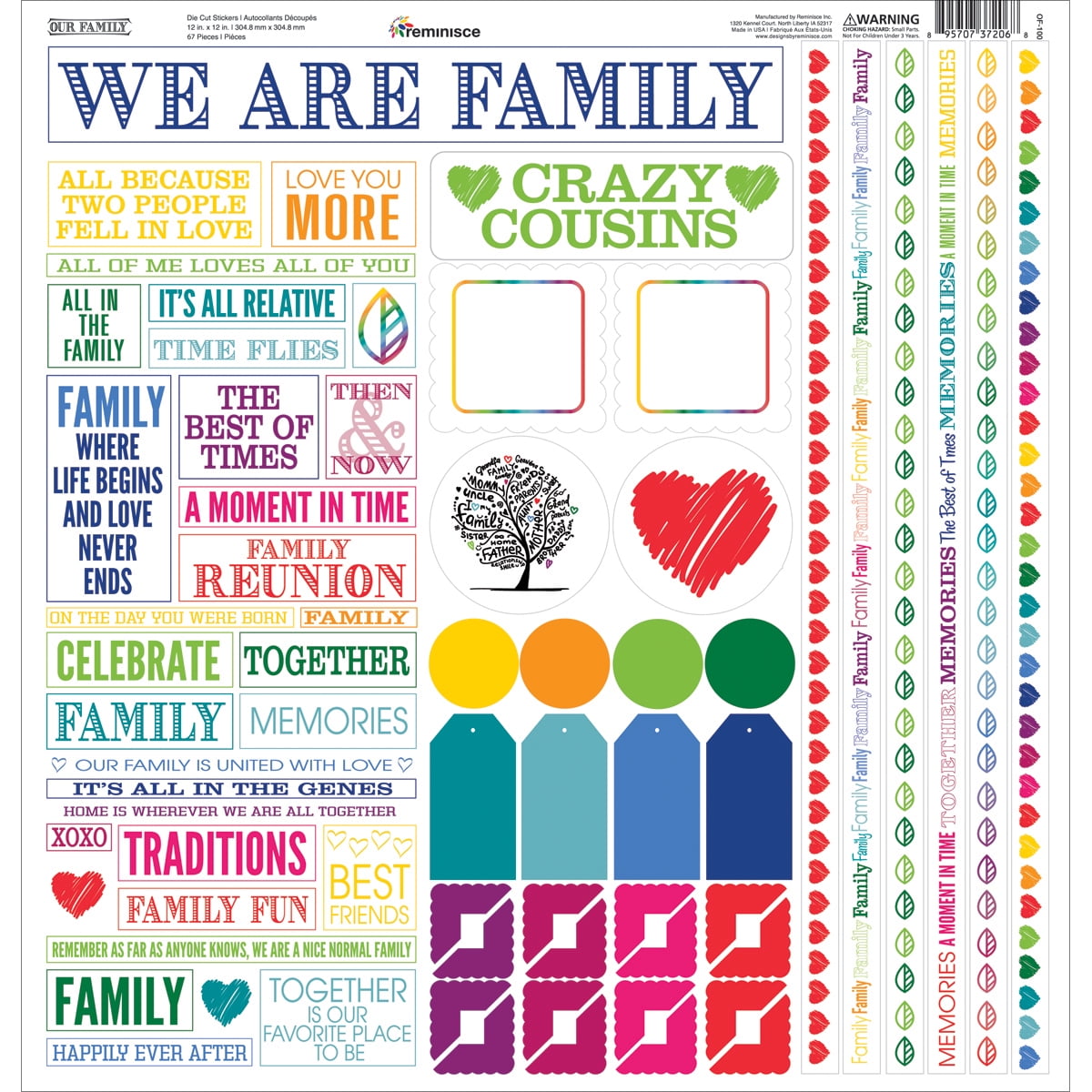 Our Family Cardstock Multi Stickers, 12" x 12"