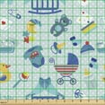 thumbnail image 2 of Ambesonne Cartoon Fabric by the Yard Upholstery, Crestcent Moon with Stars, 1 Yard, Pale Violet Blue Yellow, 2 of 5