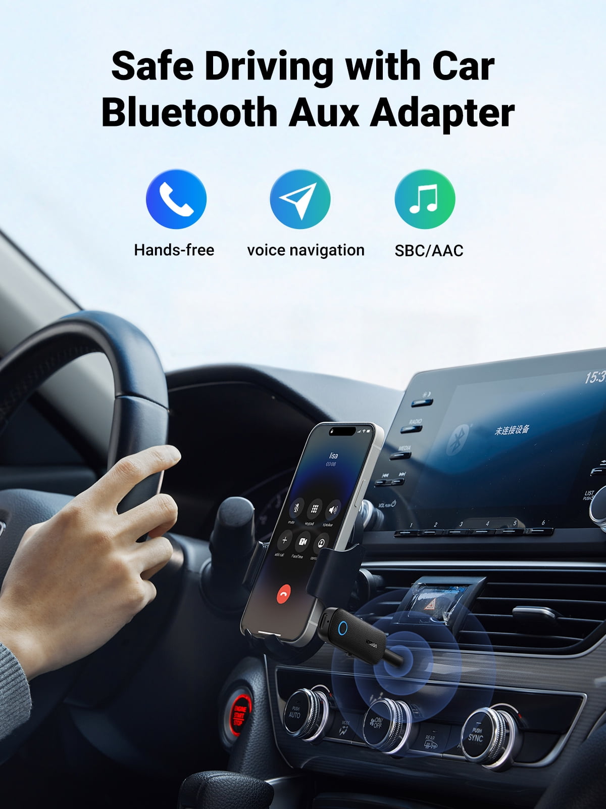 UGREEN Bluetooth 5.0 Audio Transmitter and Receiver, Aux Bluetooth Adapter for TV Car Headphone