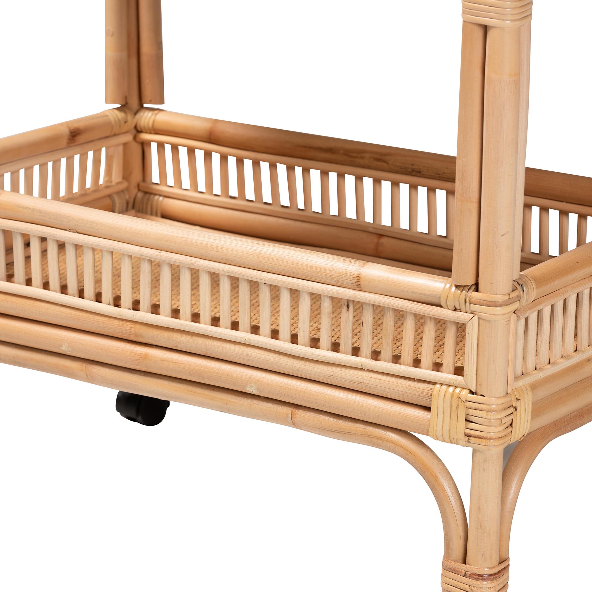 bali & pari Lombok Rattan BOHO Wine Cart, Natural Brown