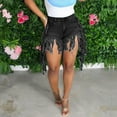 thumbnail image 3 of PBNBP Denim Shorts Womens Mid Waisted Tassel Denim Short Pants Summer Skinny Stretch Ripped Frayed Raw Hem Casual Jean Short for Women, 3 of 6