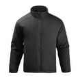 thumbnail image 2 of Tawop Jackets for Men Stand Collar Wind Breaker Thermal Cotton Long Sleeve Zip Hoodless Casual Outdoor Sports Solid Mens Gift,Black,M, 2 of 6
