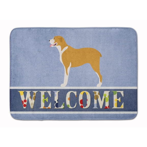 Belgium Mastiff Welcome Machine Washable Memory Foam Mat Blue
