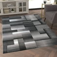 thumbnail image 3 of Emma + Oliver 5x7 Modern Cubist Olefin Accent Rug in Gradient Shades of Black, Gray and White with Natural Jute Backing, 3 of 7