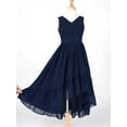 thumbnail image 4 of iEFiEL Girls Chiffon Solid Color Wedding Party Dress V Neck Wide Shoulder Straps Holiday Dress Navy Blue-B 16, 4 of 7