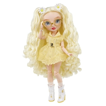 Rainbow High Delilah Fields- Buttercup Yellow Fashion Doll with Albinism & Glasses. 2 Designer Outfits to Mix & Match with Accessories, Great Gift for Kids 6-12 Years Old and Collectors