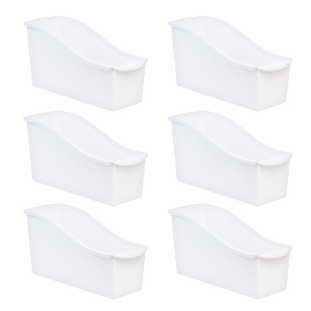 Pen+Gear Plastic Desktop Book Organizer Bin, Arctic White, 6Pack