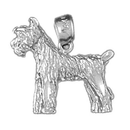 18K White Gold Terrier Dog Pendant - 16 mm
