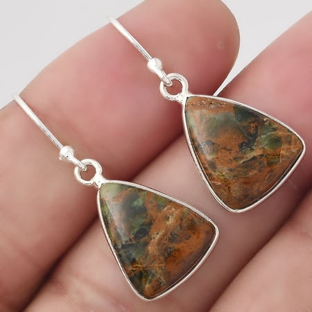 Desiregem Natural Turkish Rainforest Chrysocolla 925 Silver Adult Women Earrings Jewelry SDE50203