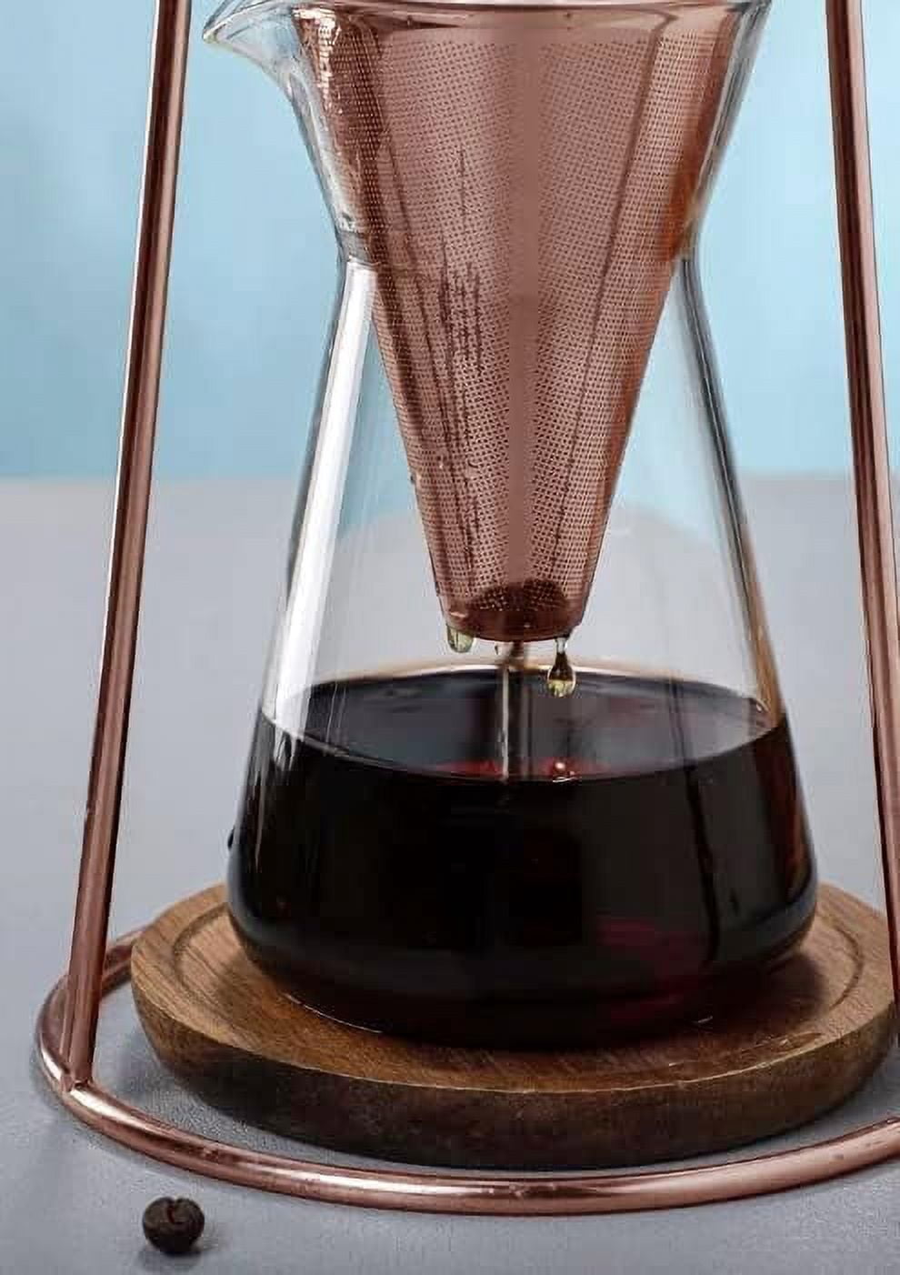 Nispira Iced Coffee Cold Brew Drip Coffee Maker Stainless Steal Rose Gold , 400mL, Borosilicate Glass