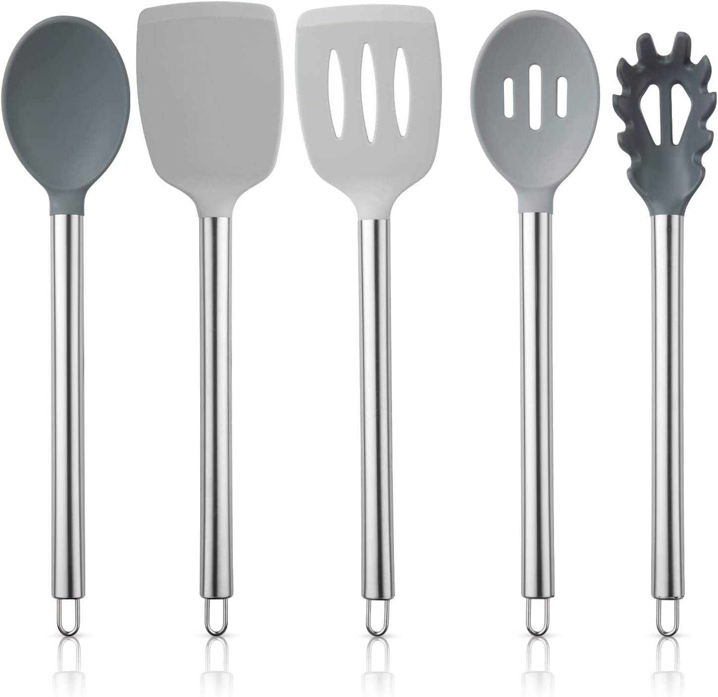 COOK WITH COLOR 5-Pc Cooking Utensils Set Kitchen Gadgets & Essentials, Gray Ombre