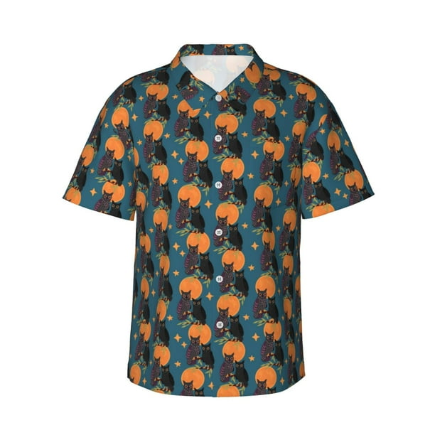 Balery Owls In Cartoon Style Camisas hawaianas de manga corta para hombre, camisas playeras de corte holgado, camisas de vacaciones con botones,XX-Large